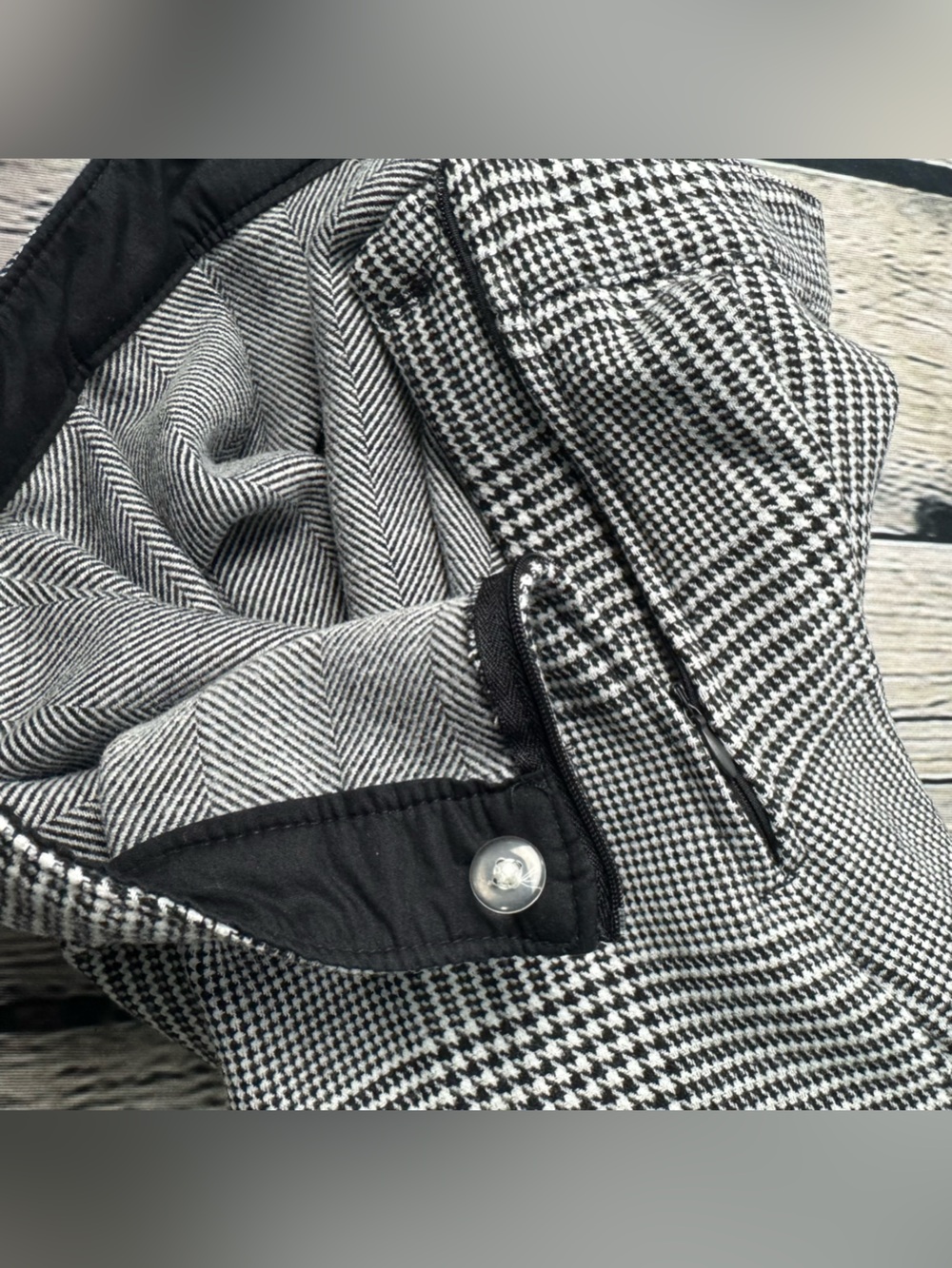 Vans Black White Micro Houndstooth Plaid Pleated Circle Skater Mini Skirt Sz 28 - Picture 6 of 9